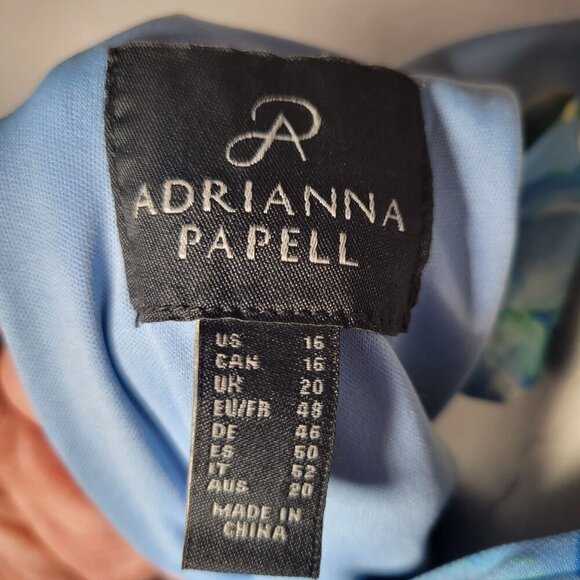 Adrianna Papell Blue Halter Tie Neck Floral Sleeveless Maxi Dress Size 16 - Picture 2 of 11